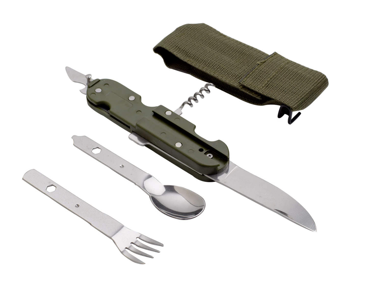 Essbesteck Camping 5 Funktionen Klappbar Oliv - Image 2