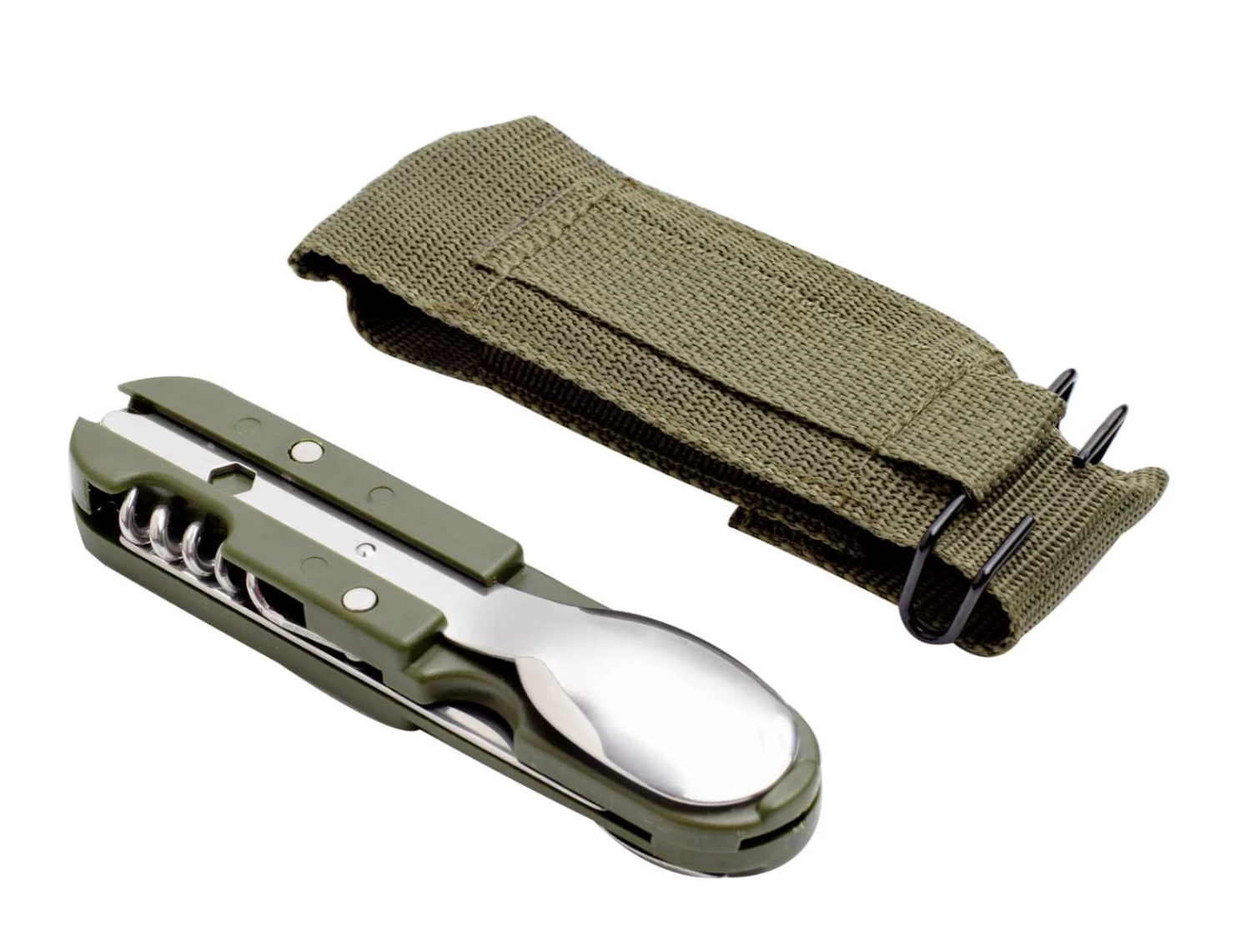 Essbesteck Camping 5 Funktionen Klappbar Oliv - Image 3