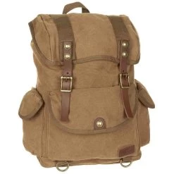 Rucksack Canvas Gerri Mit Leder-Details Braun